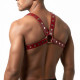 Чоловіча портупея Art of Sex Spartacus червоного кольору, вид збоку, акцент на деталях
