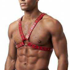 Чоловіча портупея Art of Sex - Spartacus, екошкіра, колір червоний, розмір XS-M — Keks-Hub