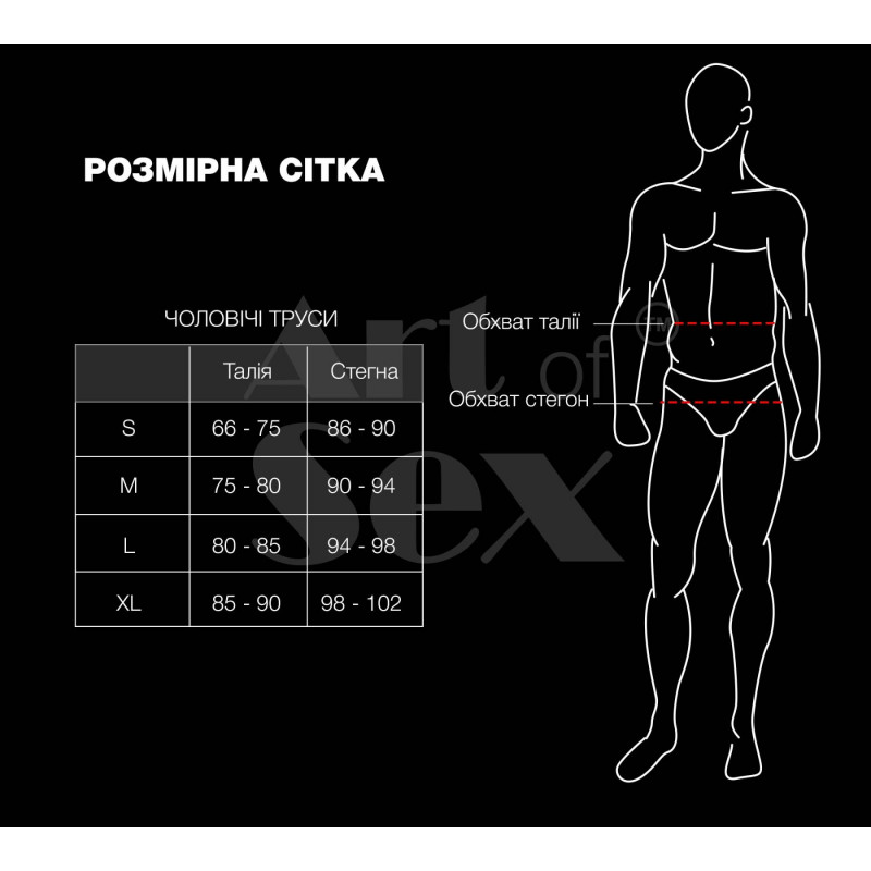 Упаковка чоловічих трусів Art of Sex Gladiator чорні, розмір M