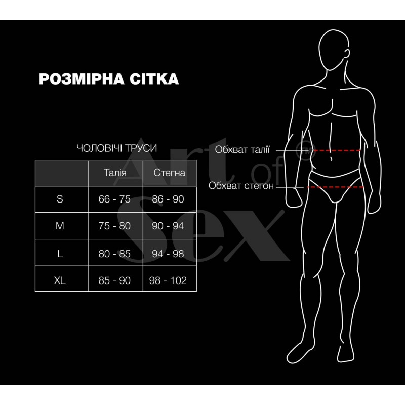 Упаковка чоловічих трусів Art of Sex Gladiator чорних, розмір S