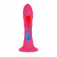 Фалоімітатор SilexD Fantasy Liquid Silicone Dreamy 7in Pink - демонструє вигин, призначений для стимуляції.