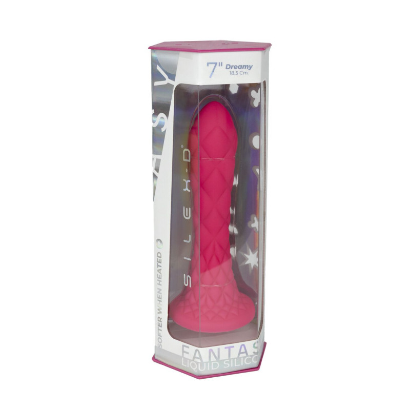 Фалоімітатор SilexD Fantasy Liquid Silicone Dreamy 7in Pink - детальний вигляд середньої частини, яка передає відчуття реалістичності.