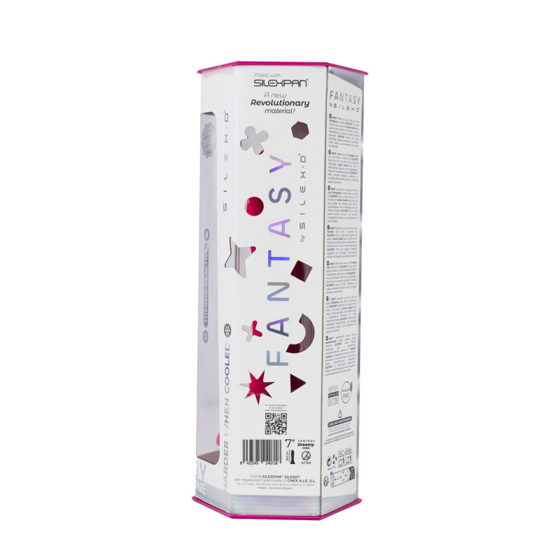 Фалоімітатор SilexD Fantasy Liquid Silicone Dreamy 7in Pink - фото, що показує весь виріб у контексті, підкреслюючи його довжину.