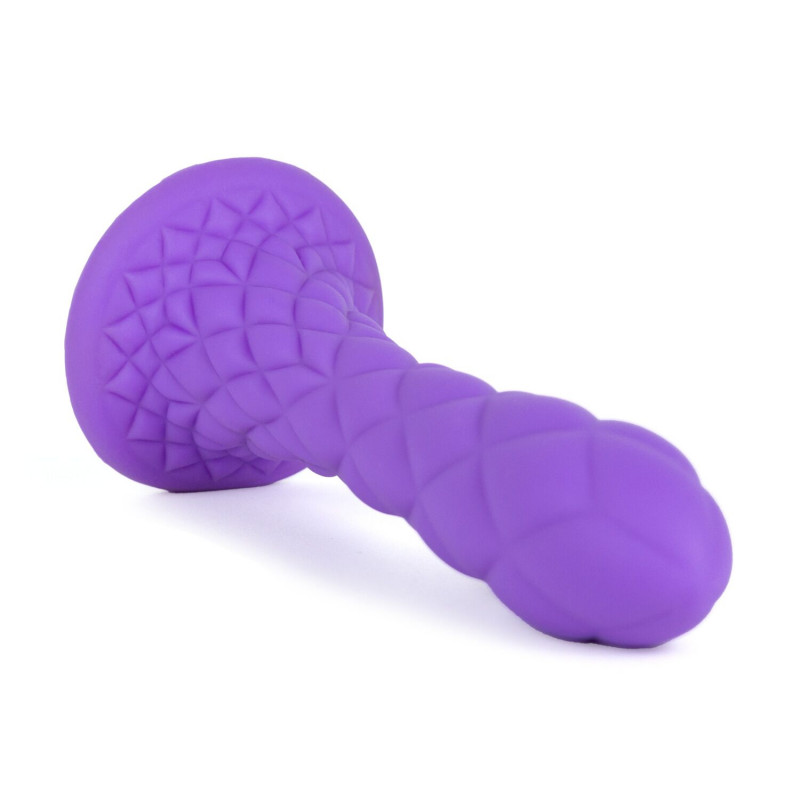 Фалоімітатор SilexD Fantasy Liquid Silicone Dreamy 7in Purple - детальний вигляд збоку, вигнута форма, вражаюча довжина 7 дюймів