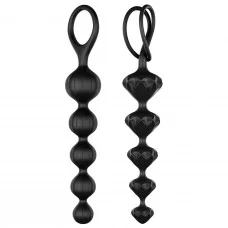 Набір анальних намистин Satisfyer Beads Black, силіконовий, діаметр 3,3 см та 3,5 см
